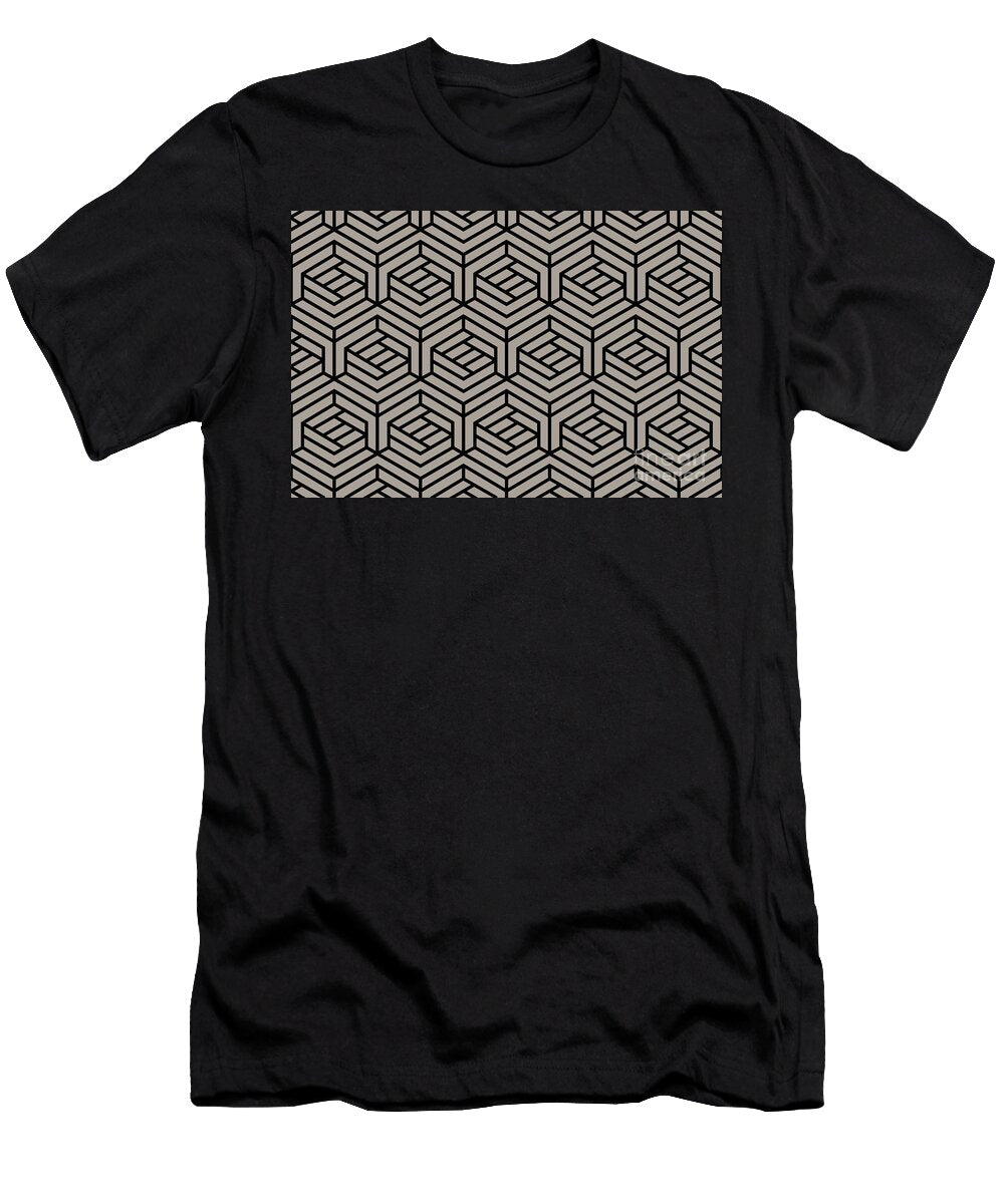 Taupe and Black Cube Geometric Shape Pattern Petite Pattern Minimal Graphic Designs T-Shirt