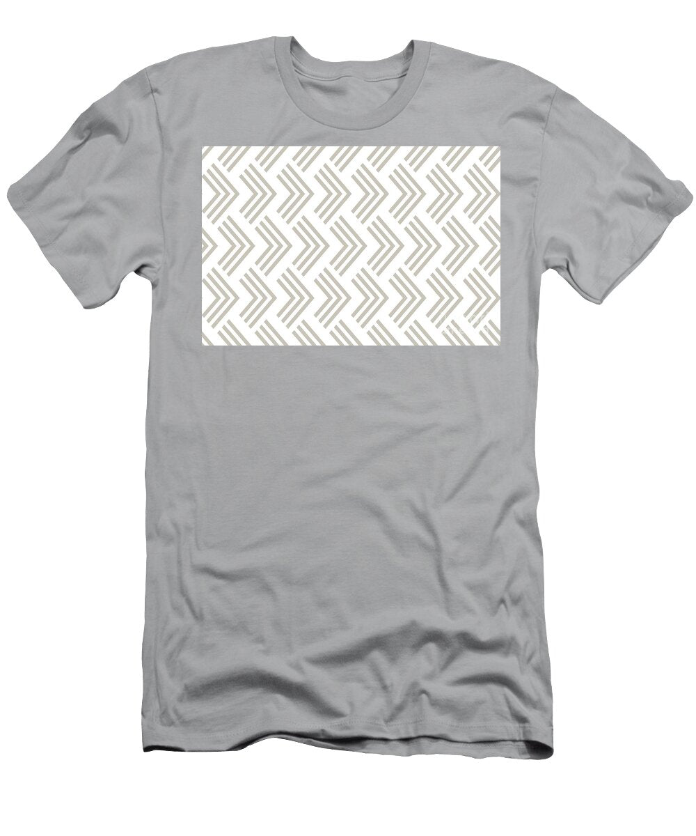 Taupe and White Chevron Rhombus Arrow Pattern Pairs Diamond Vogel 2022 Popular Colour Palatine 0370 Petite Pattern Minimal Graphic Designs T-Shirt