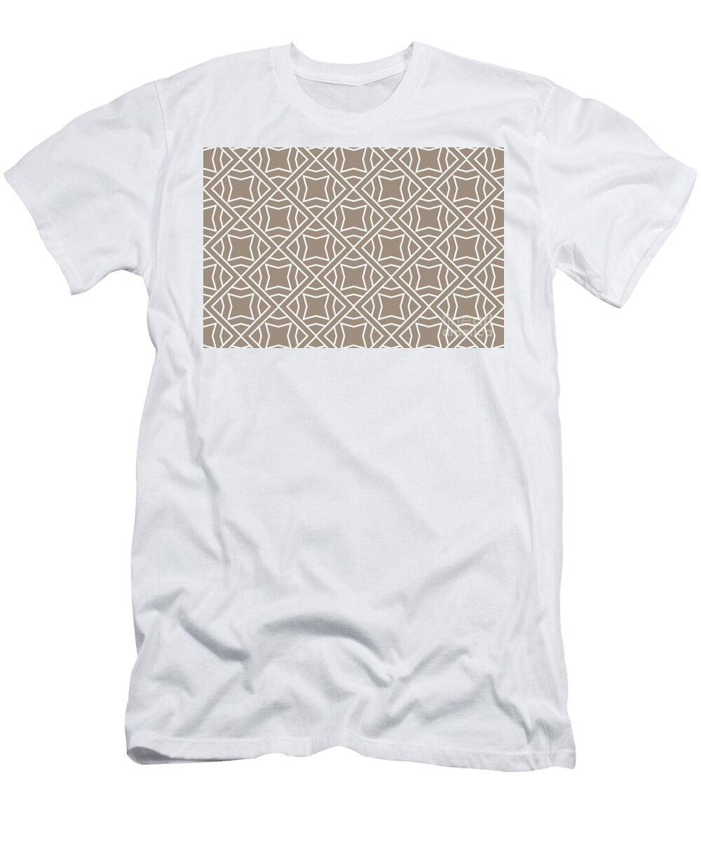 Taupe and White Modern Stripe Cube Tile Pattern 2 Petite Pattern Minimal Graphic Designs T-Shirt