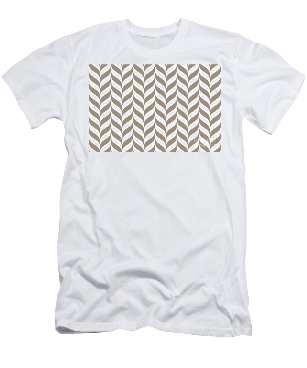 Taupe and White Pretty Herringbone Pattern Pairs Dulux 2022 Popular Colour Brave Ground Petite Pattern Minimal Graphic Designs T-Shirt
