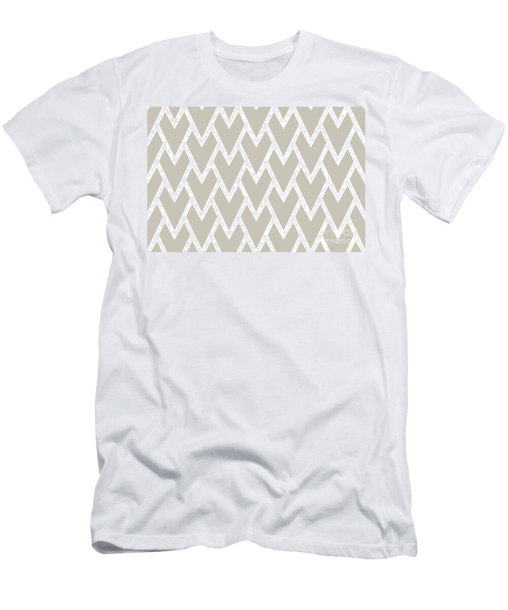 Taupe and White Tessellation Line Pattern 17 Pairs Diamond Vogel 2022 Popular Colour Palatine 0370 Petite Pattern Minimal Graphic Designs T-Shirt