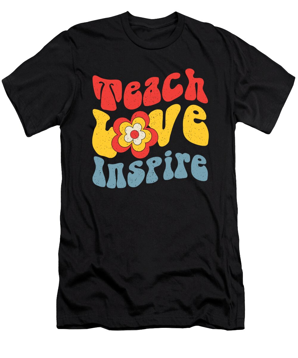 Teach Love Inspire Retro Groovy Teacher Alessandra Roth T-Shirt