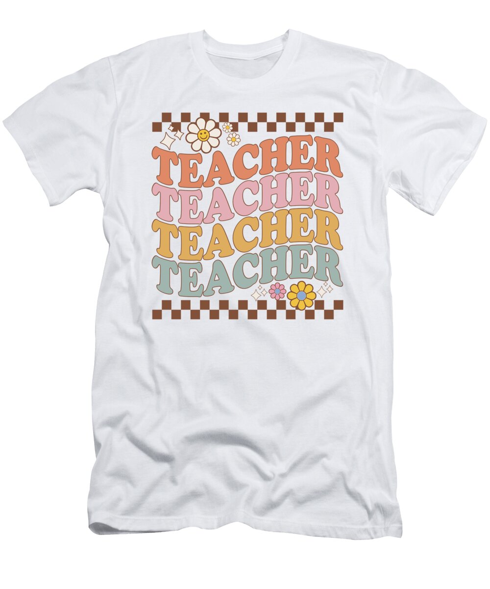 Teacher Daisy Flower Retro Vintage Art Licensed Art T-Shirt