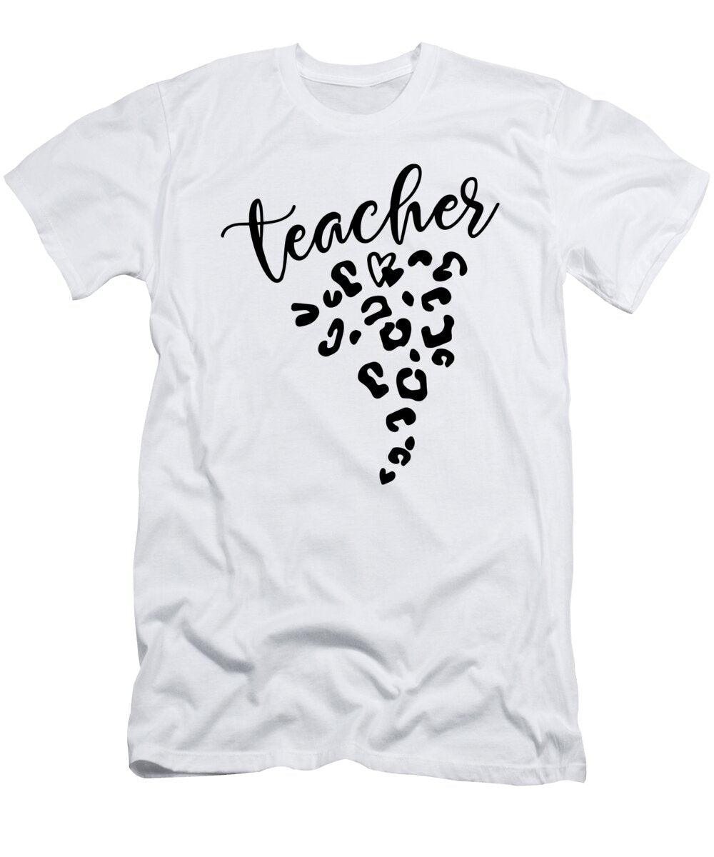 Teacher Leopard Heart Design for School Educators Jensen Cena T-Shirt