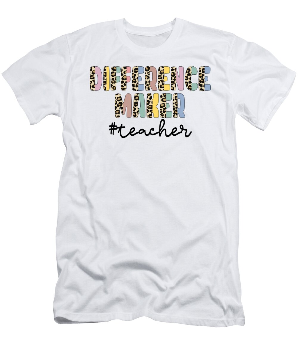 Teacher Motivational Half Leopard Fonts Licensed Art T-Shirt