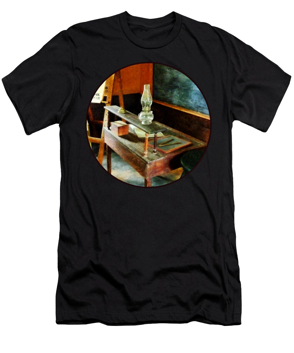 Teacher Teachers Desk with Hurricane Lamp Susan Savad T-Shirt