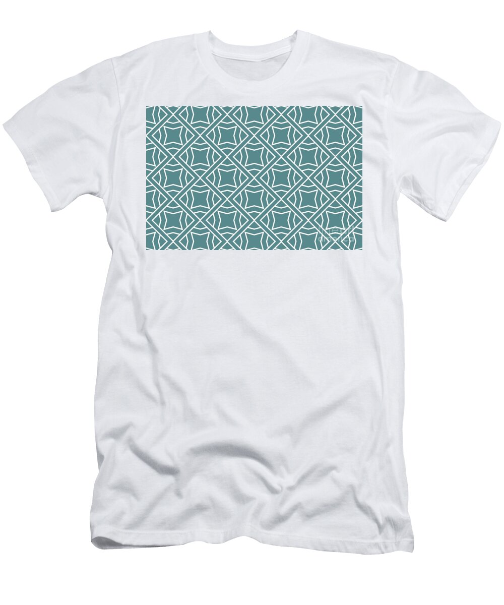 Teal and White Stripe Cube Tile Pattern 2 Pairs Dv 2022 Popular Colour Wish Upon a Star 0668 Petite Pattern Minimal Graphic Designs T-Shirt
