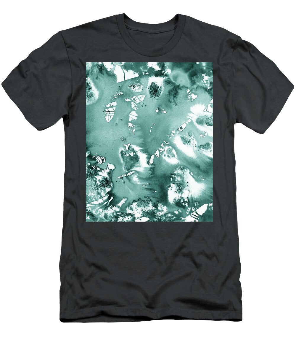 Teal Blue Abstract Cool Waters Watercolor Splashes I Irina Sztukowski T-Shirt