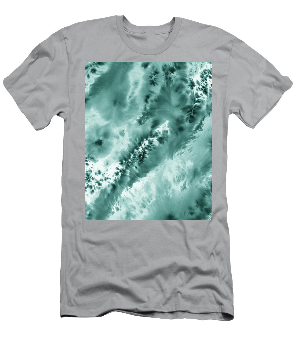 Teal Blue Abstract Cool Waters Watercolor Splashes Iii Irina Sztukowski T-Shirt