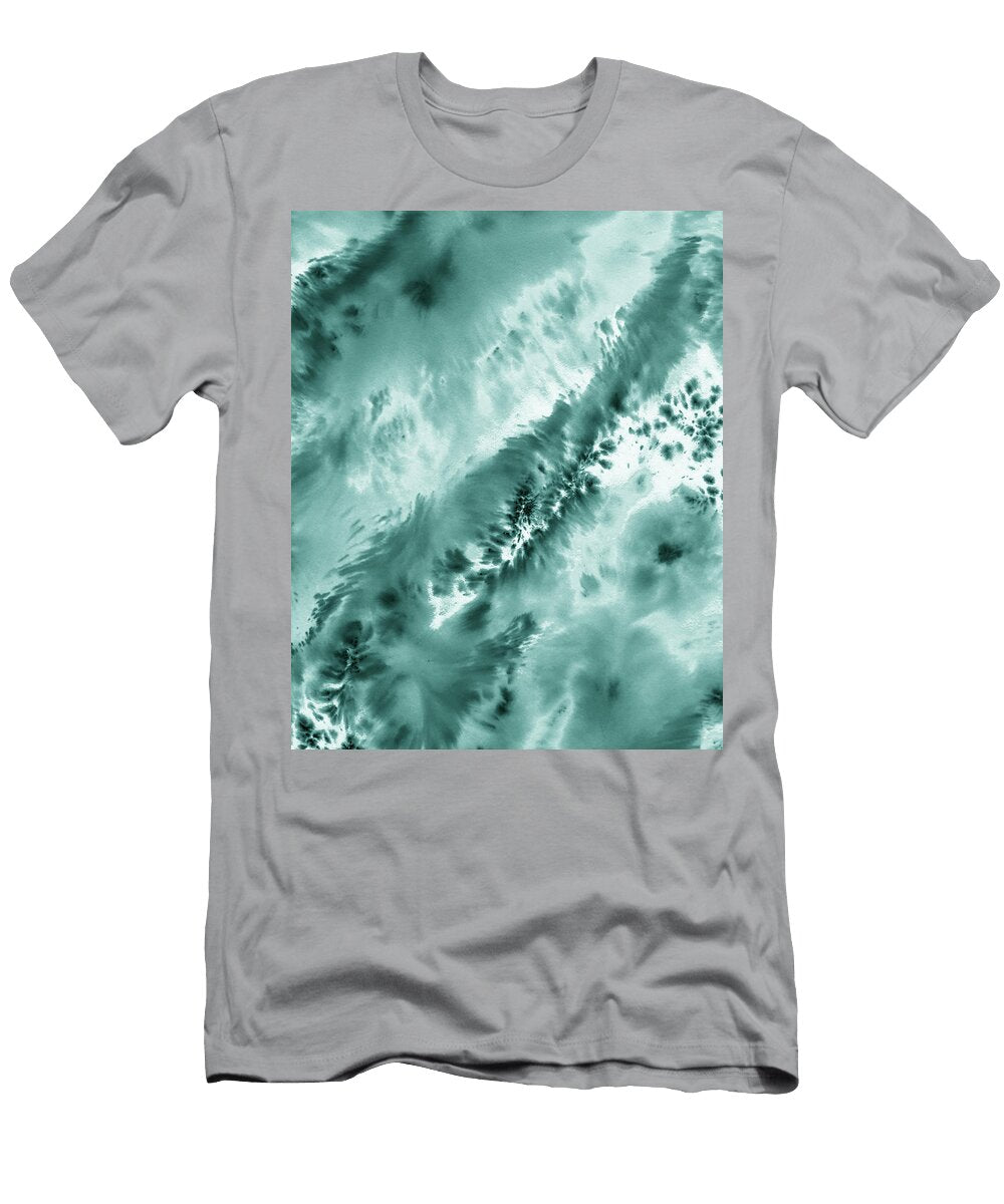 Teal Blue Abstract Cool Waters Watercolor Splashes Iv Irina Sztukowski T-Shirt
