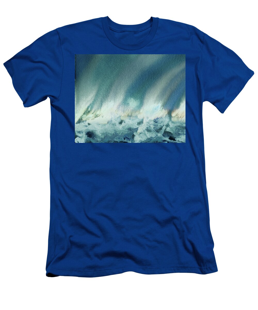 Teal Blue Breeze Abstract Watercolor Landscape Irina Sztukowski T-Shirt