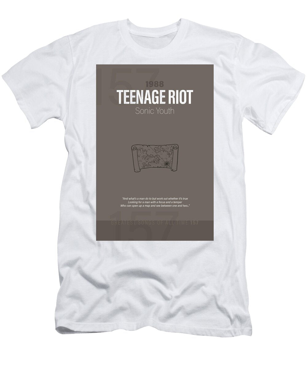 Teenage Riot Sonic Youth Minimalist Song Lyrics Greatest Hits of All Time 157 Design Turnpike T-Shirt