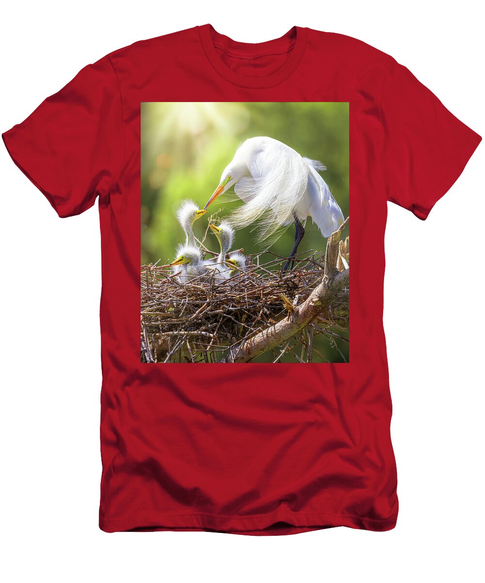 Tender Moments Great Egret and Chicks Patti Deters T-Shirt
