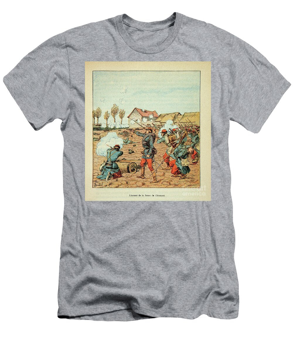 The Armee of the Loire Battle of Coulmiers on 9 November 1870 the Assault of the French At the Cleomont Farm 1870 Engraving Louis Charles Bombled T-Shirt