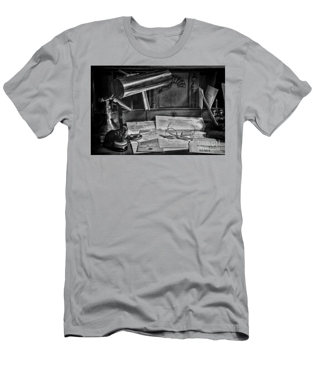The Bankers Desk Black and White Paul Ward T-Shirt