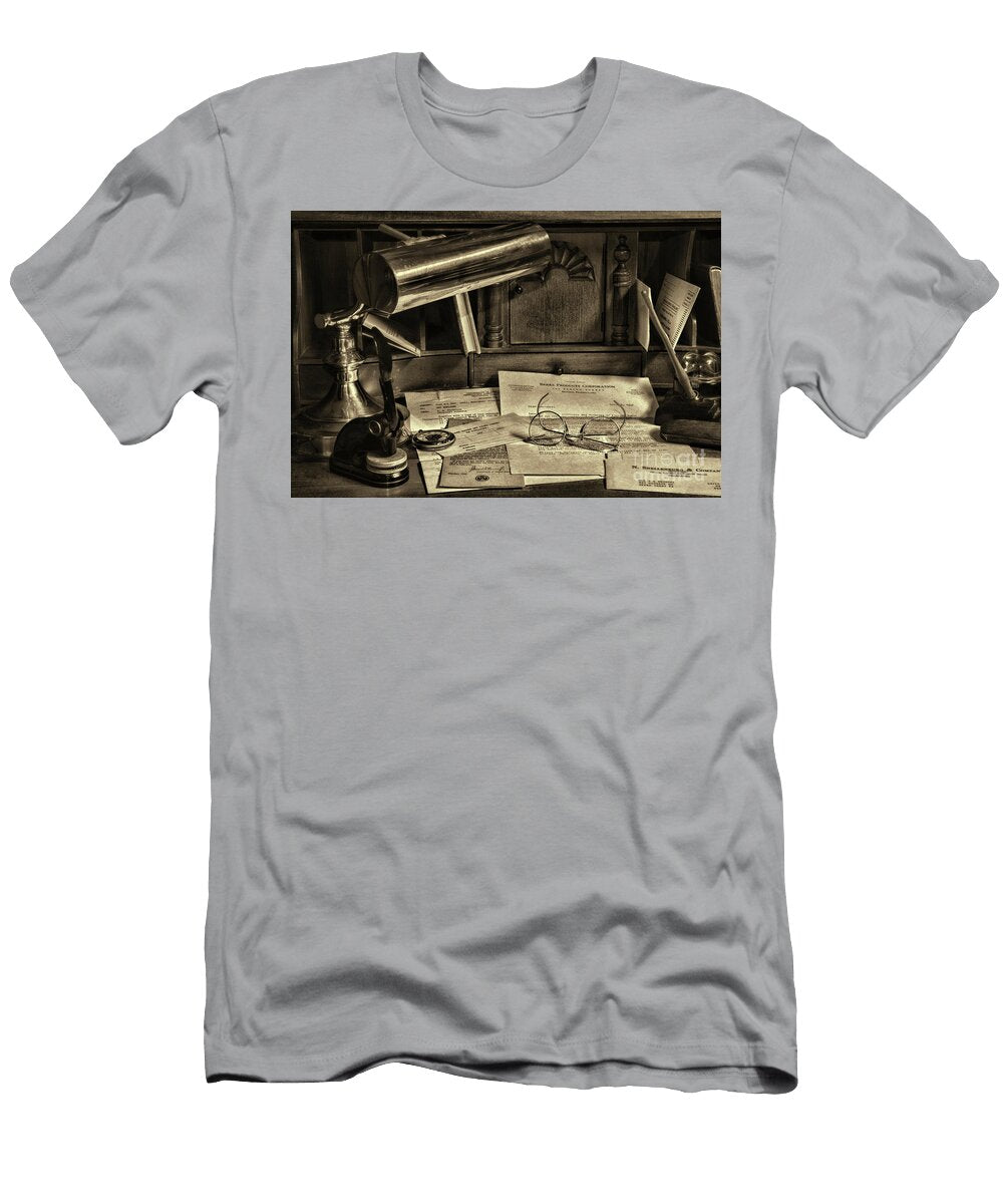 The Bankers Desk Retro Sepia Paul Ward T-Shirt