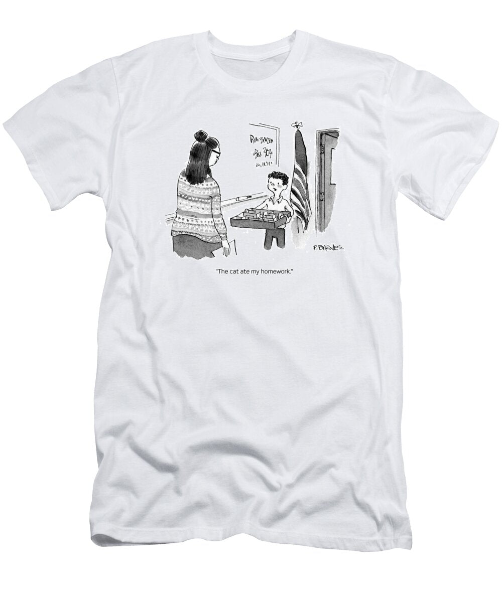 The Cat Ate My Homework Pat Byrnes No Index T-Shirt