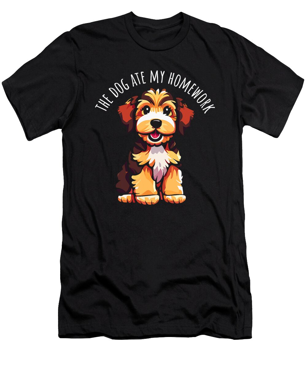 The Dog Ate My Homework Cute Puppy Dog Cartoon Natalie Lidford T-Shirt