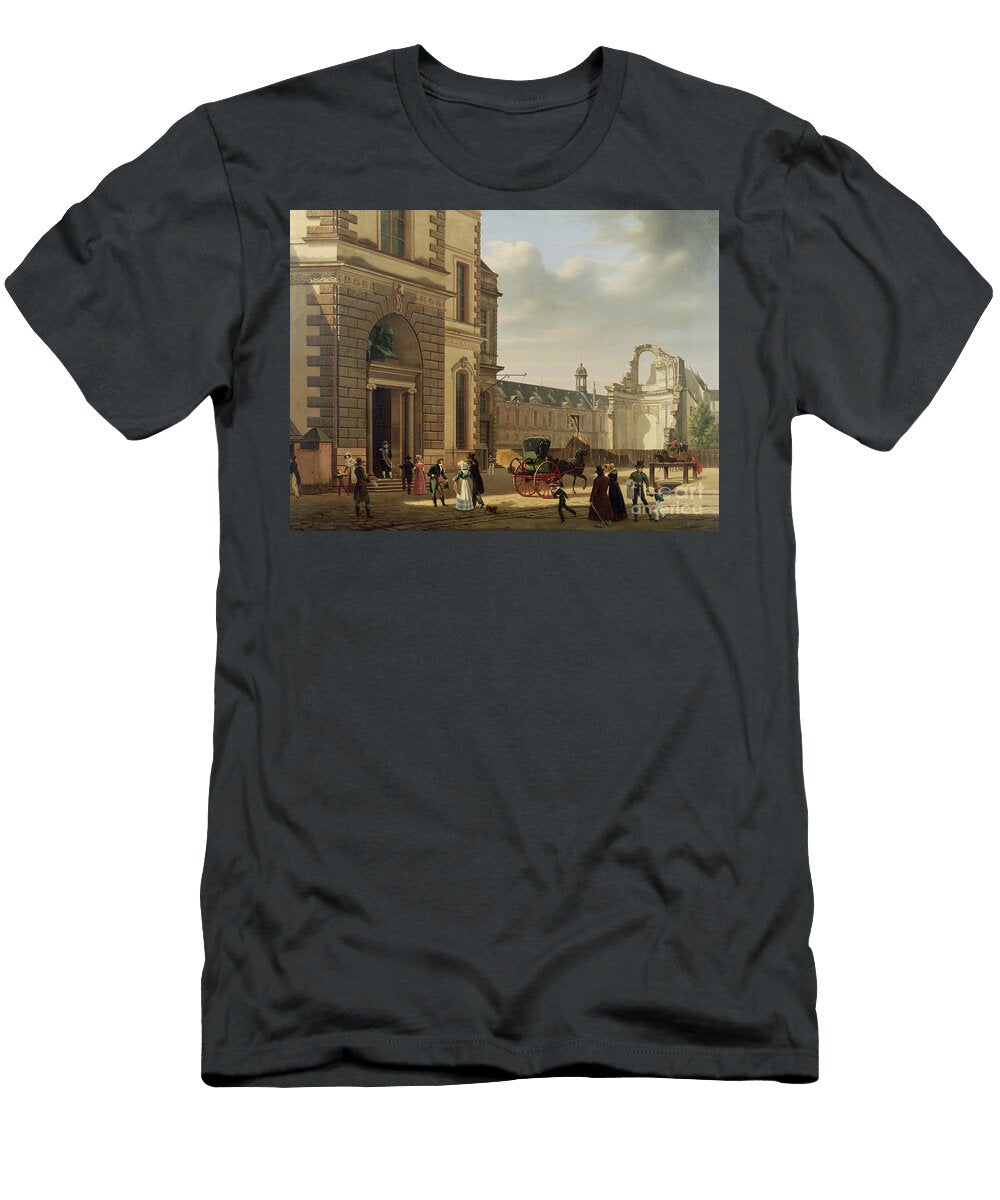 The Entrance to the Musee De Louvre and St Louis Church 1822 Etienne Bouhot T-Shirt