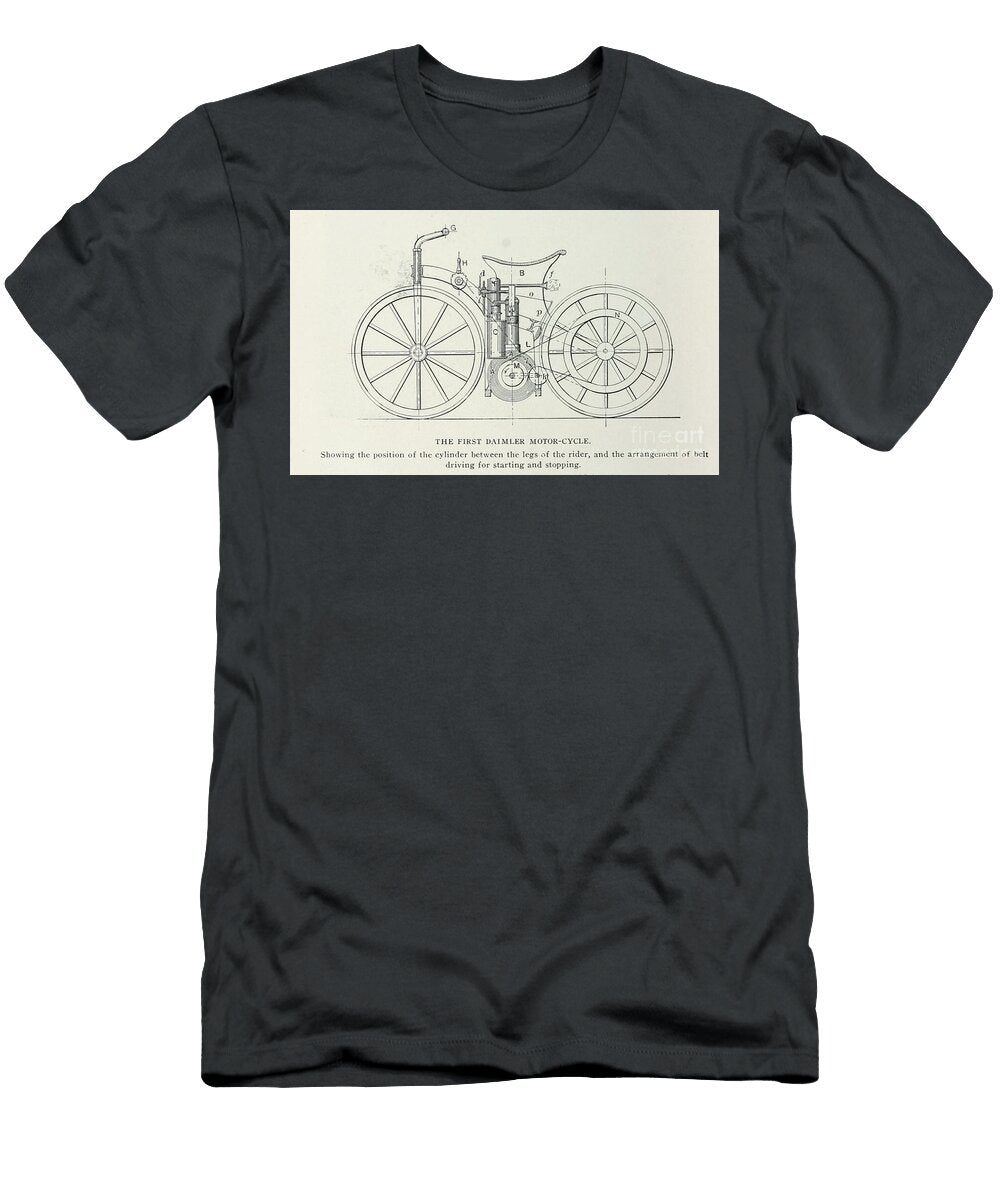The First Daimler Motor Cycle Ap4 Historic Illustrations T-Shirt