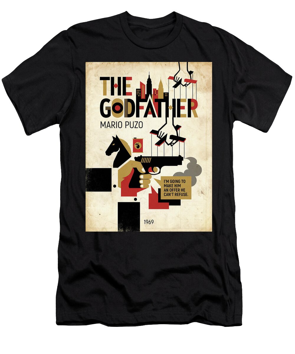 The Godfather 1969 Minimal Book Poster Retro Book Cover Vintage Bauhaus Sampadart Gallery T-Shirt