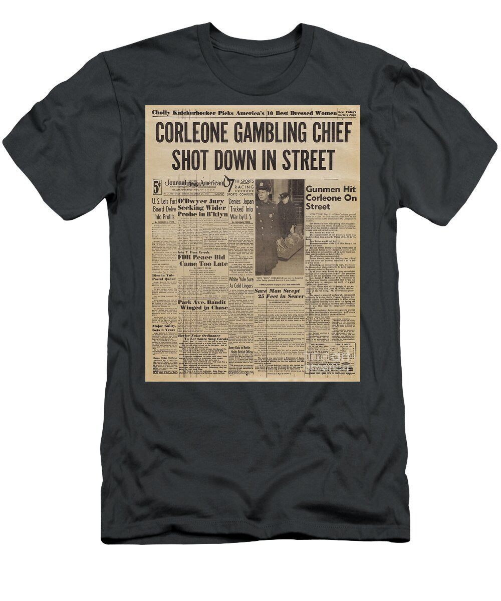The Godfather 1972 Prop Newspaper Headline Poster Njf T-Shirt