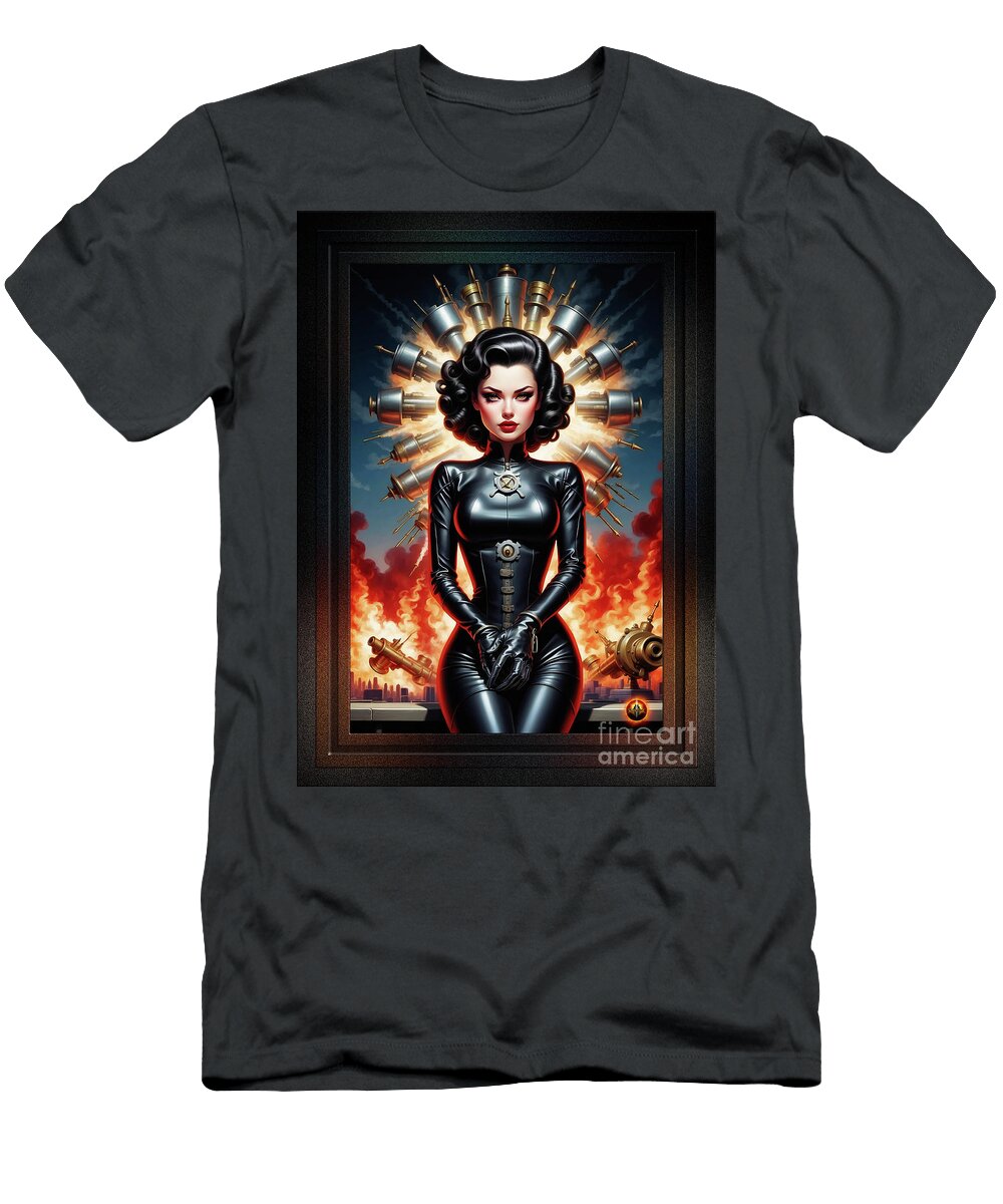 The Industrial Atomic Age Barbenheimer Retro Fusion Pin Up Alluring Ai Poster Art By Xzendor7 Xzendor7 T-Shirt