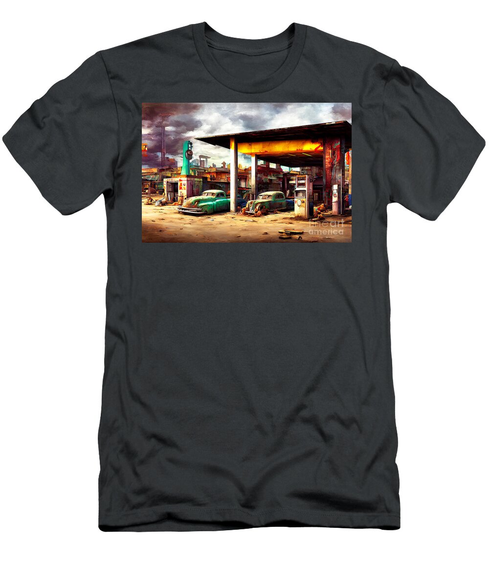 The Last Mile Gas Station Backroads USA 20221113i Wingsdomain Art and Photography T-Shirt