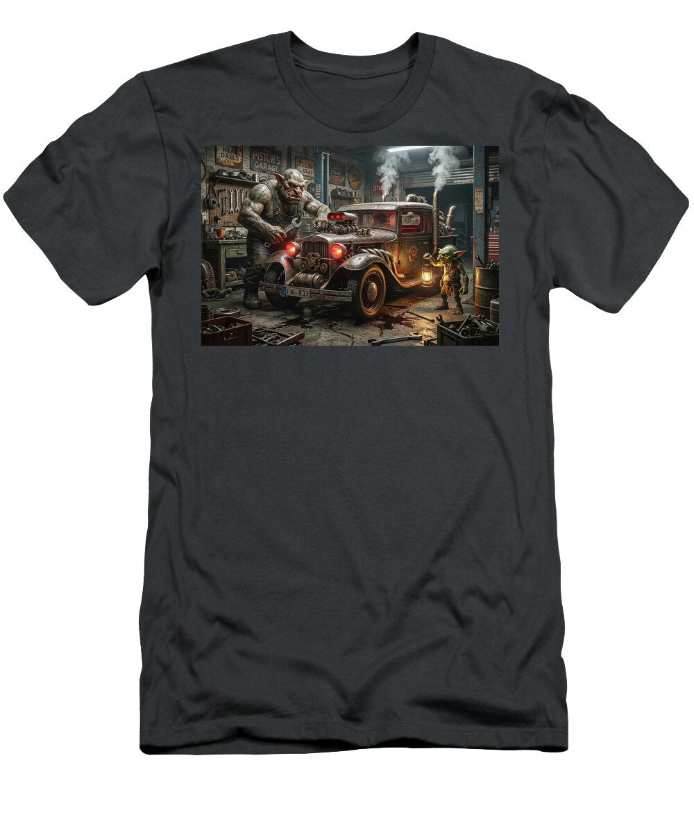 The Monstrous Mechanic Shop Titan Lore Co T-Shirt