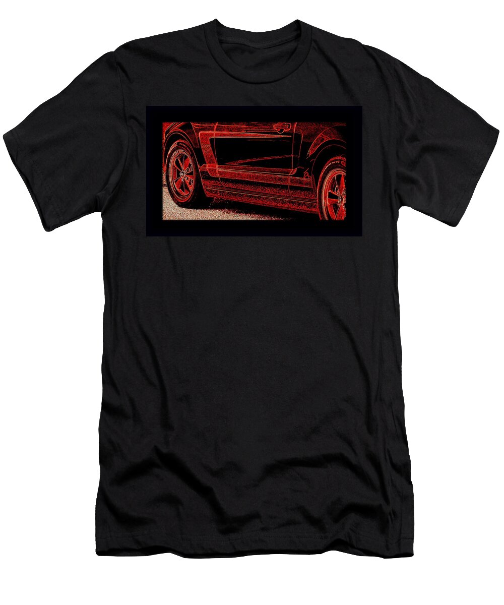 The Race Track and Fords Electric Red Boss 302 Mustang Rosemarie E Seppala T-Shirt