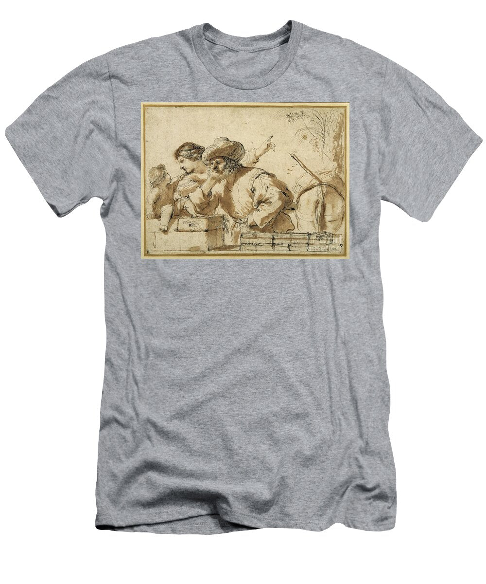The Rest on the Flight Pen Ink with Wash on Paper Guercino T-Shirt