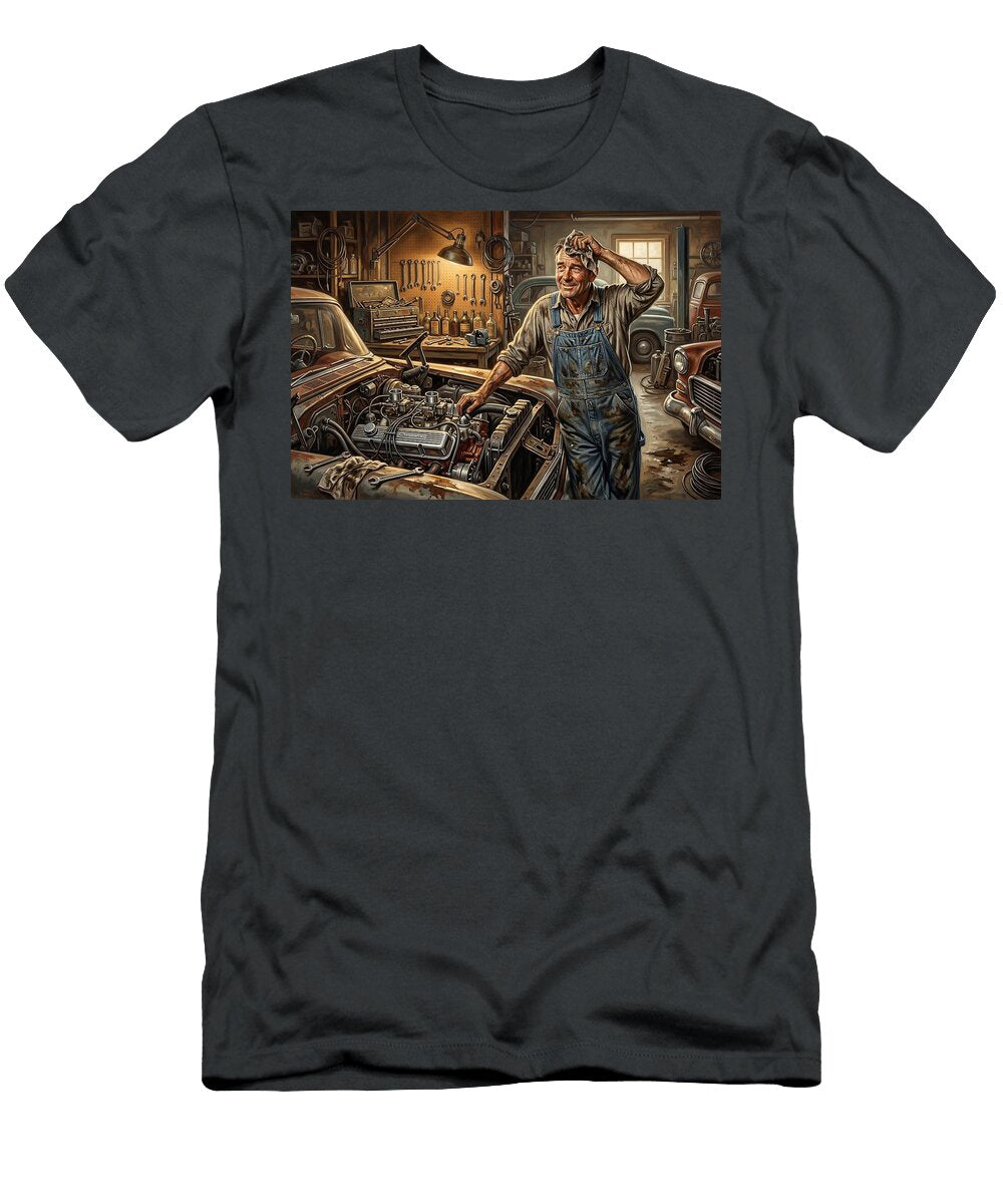 The Satisfied Mechanic Vintage Garage Americana Titan Lore Co T-Shirt