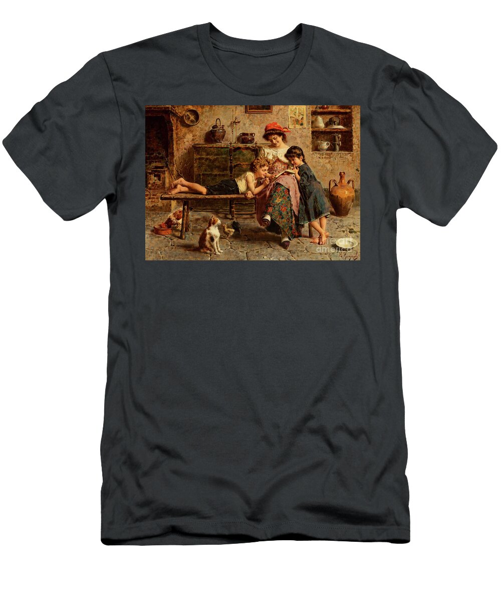 The Storyteller with Cat and Chickens Italian Circa 1885 Peter Ogden Gallery T-Shirt