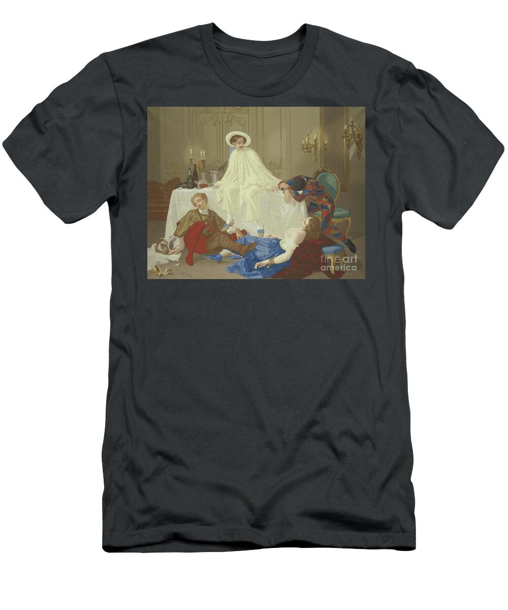 The Supper After the Masked Ball C1855 Woodcut with Painted Stenciled Additions on Tan Wove Paper Laid Down on Fabric Stretched on a Wooden Stretcher Thomas Couture T-Shirt