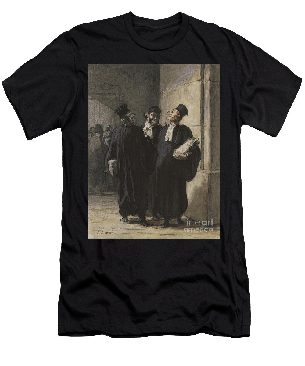 Three Lawyers Conversing C 1862 65 Pen and Ink Charcoal Chalk and Gouache on Cream Wove Paper Honore Daumier T-Shirt