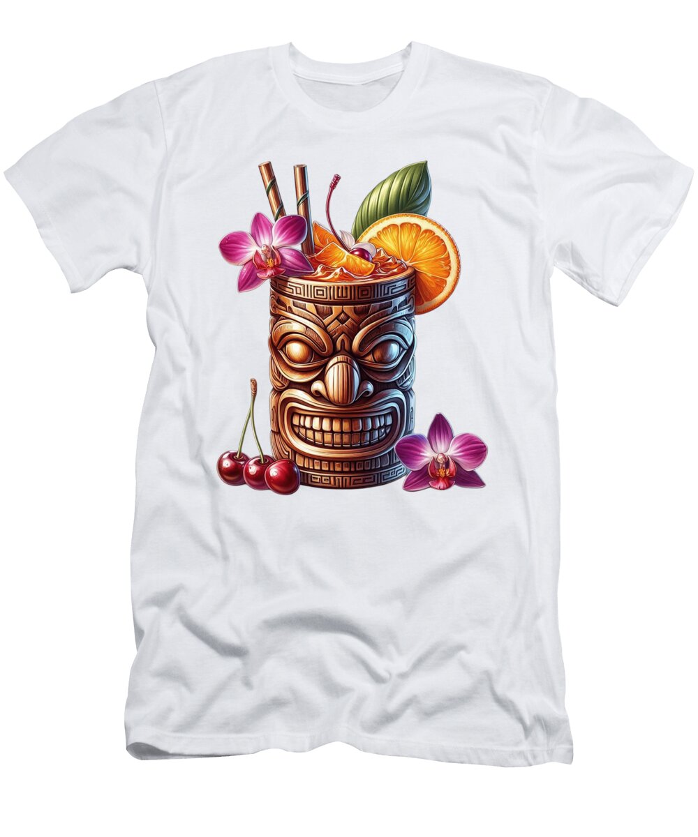 Tiki Cocktail with Flowers Shawn Goth T-Shirt