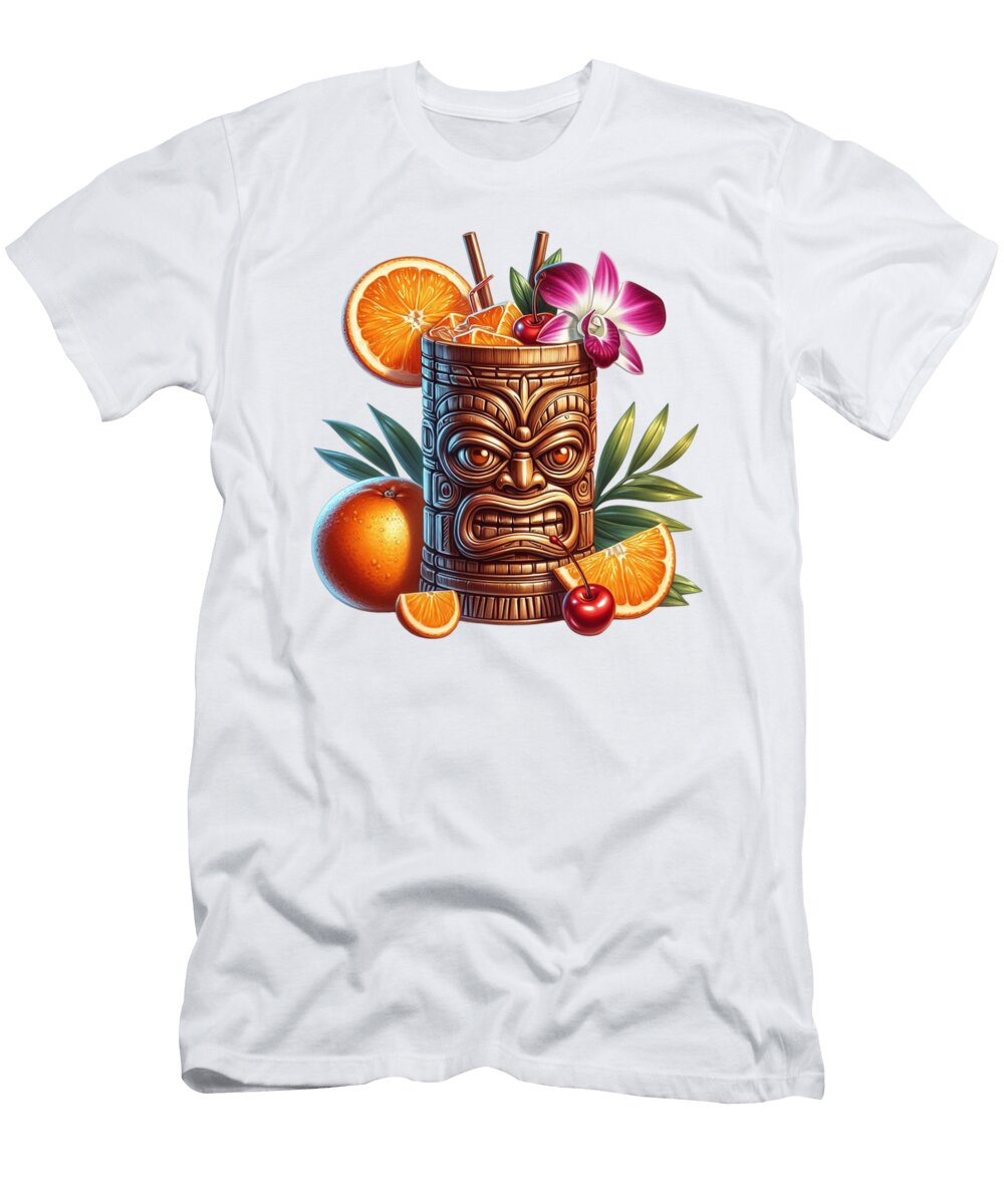 Tiki Mug with Tropical Fruits Shawn Goth T-Shirt