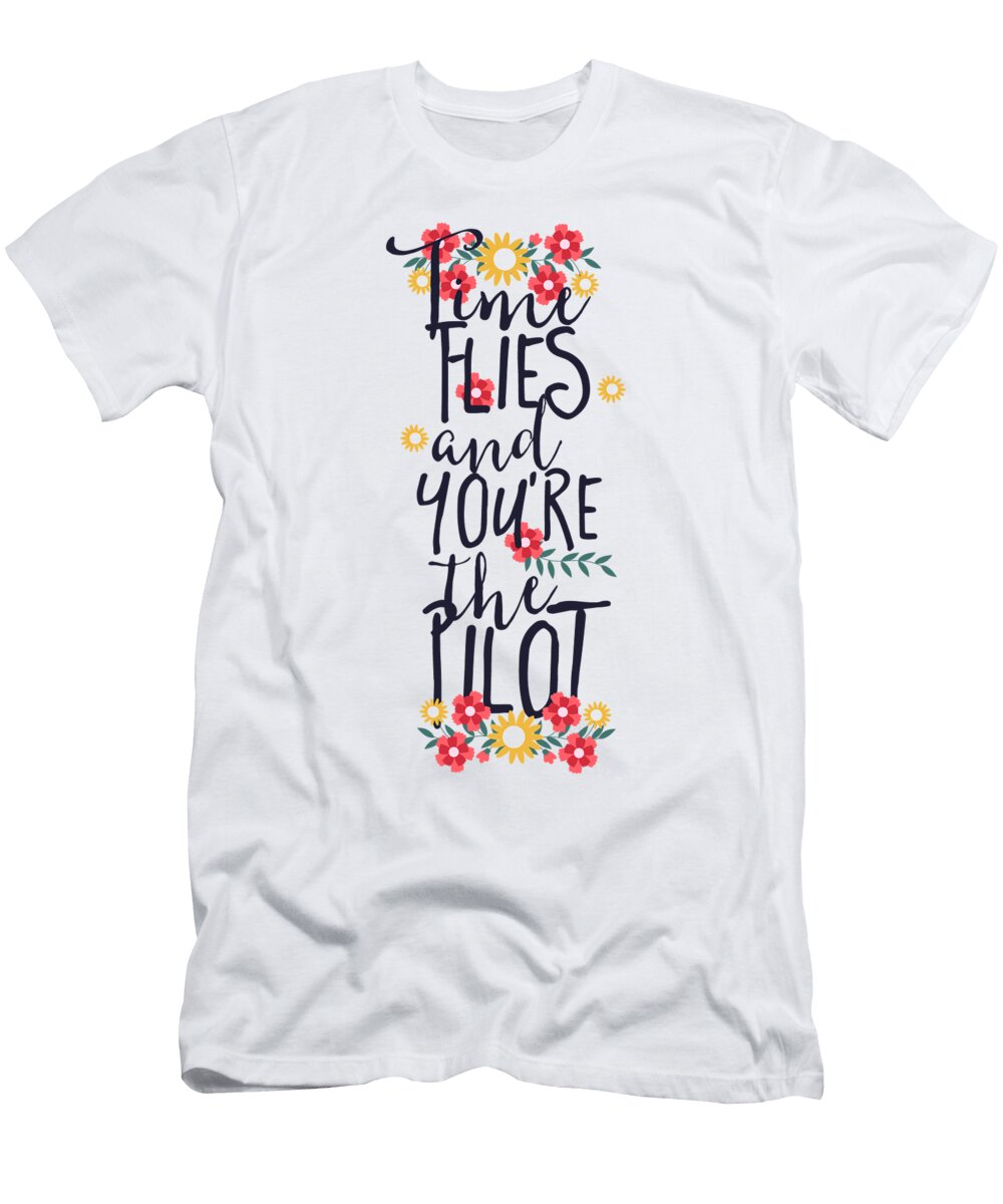 Time Flies and Youre the Pilot Floral Jacob Zelazny T-Shirt