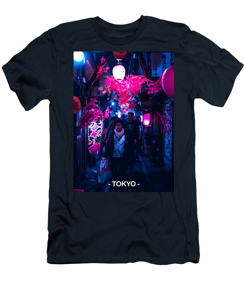 Tokyo Street Neon Synthwave Food Scene Savory Delight Ezone Prints T-Shirt