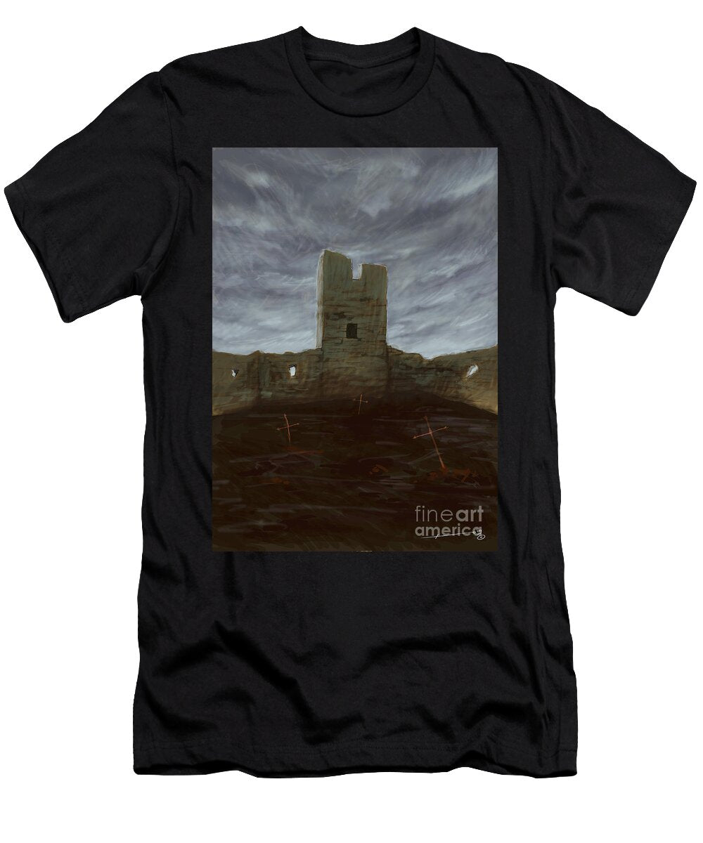 Tombs of a Cemetery Abandoned Among the Ruins Drawing By Alessandro Lonati Alessandro Lonati T-Shirt