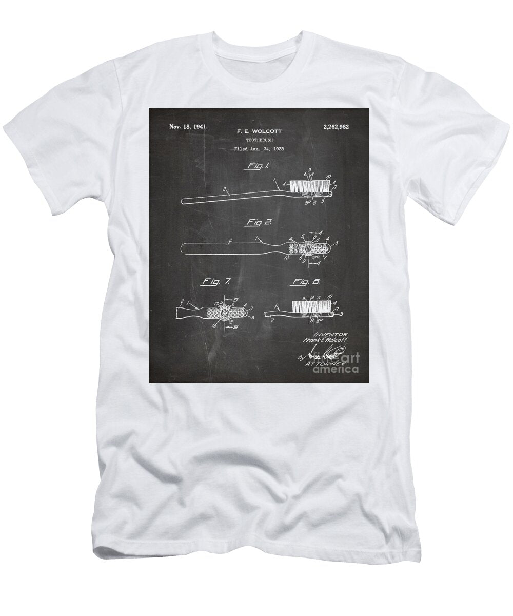 Toothbrush Patent Bathroom Art Chalkboard Patent Press T-Shirt