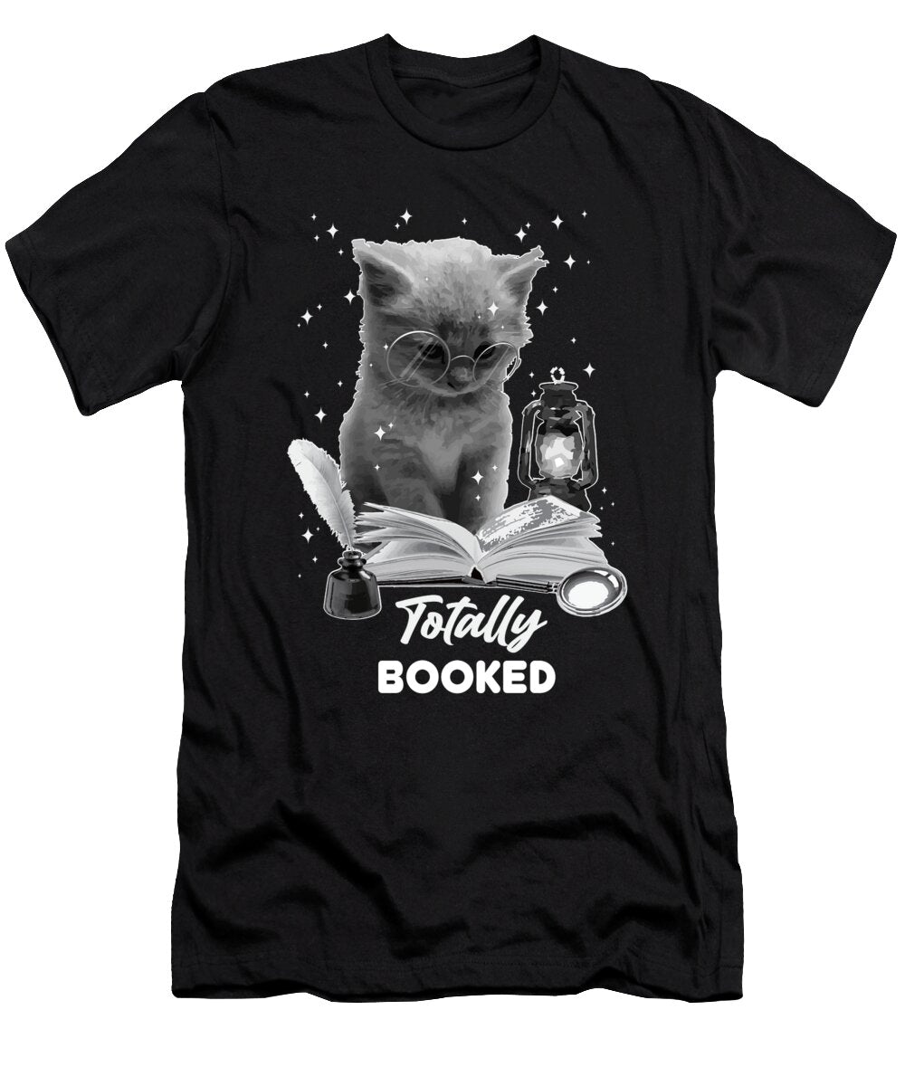 Totally Booked Cat Reading a Book Bookworm Book Lover Maximus Designs T-Shirt
