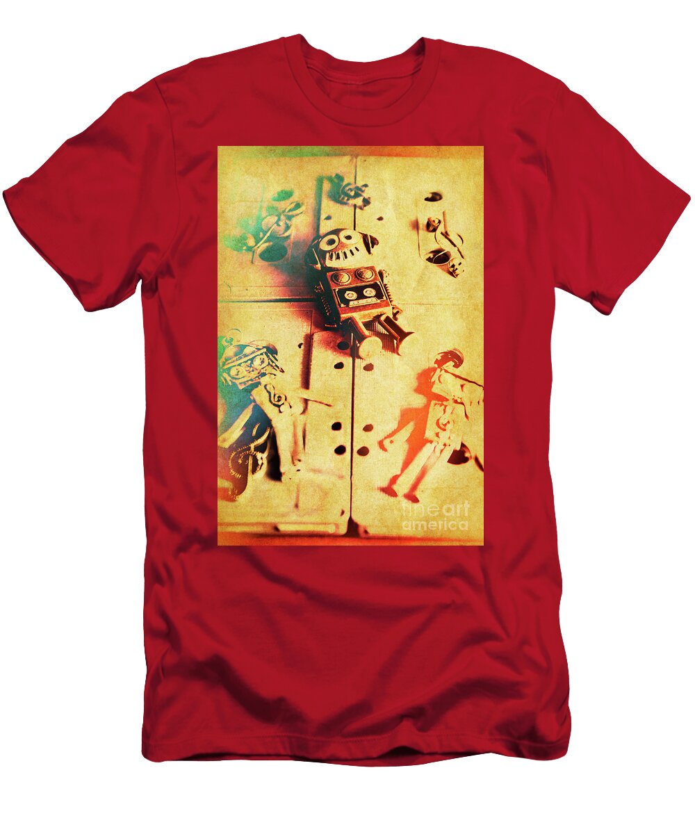 Toy Robots on Vintage Cassettes Jorgo Photography Wall Art Gallery T-Shirt