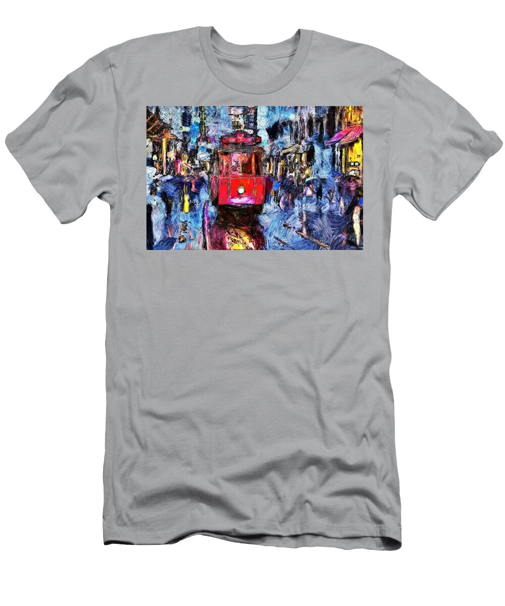 Train Trolley in the City Mario Carta T-Shirt