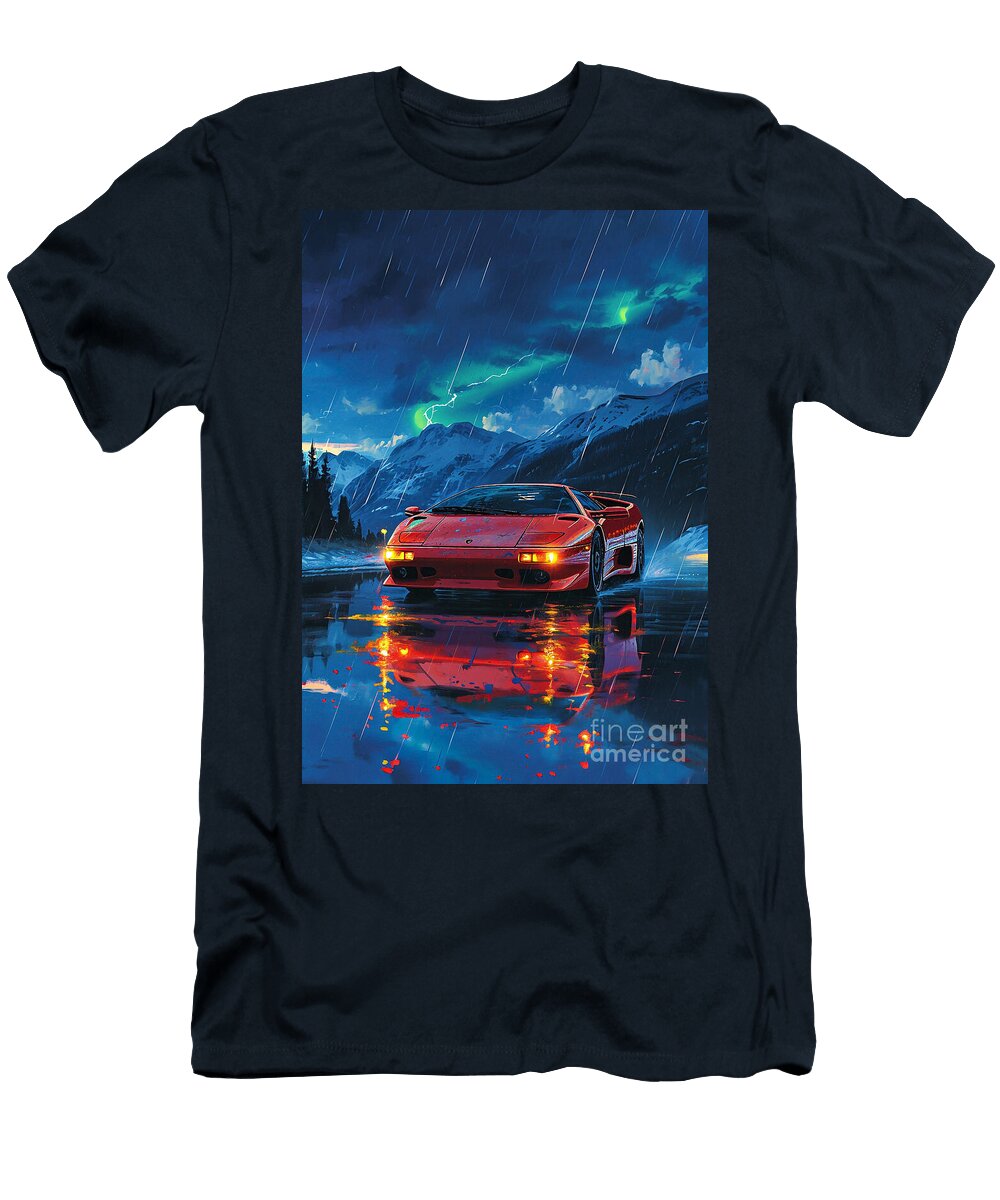 Transportation Lamborghini Diablo Landscape Landscape Clark Leffler T-Shirt