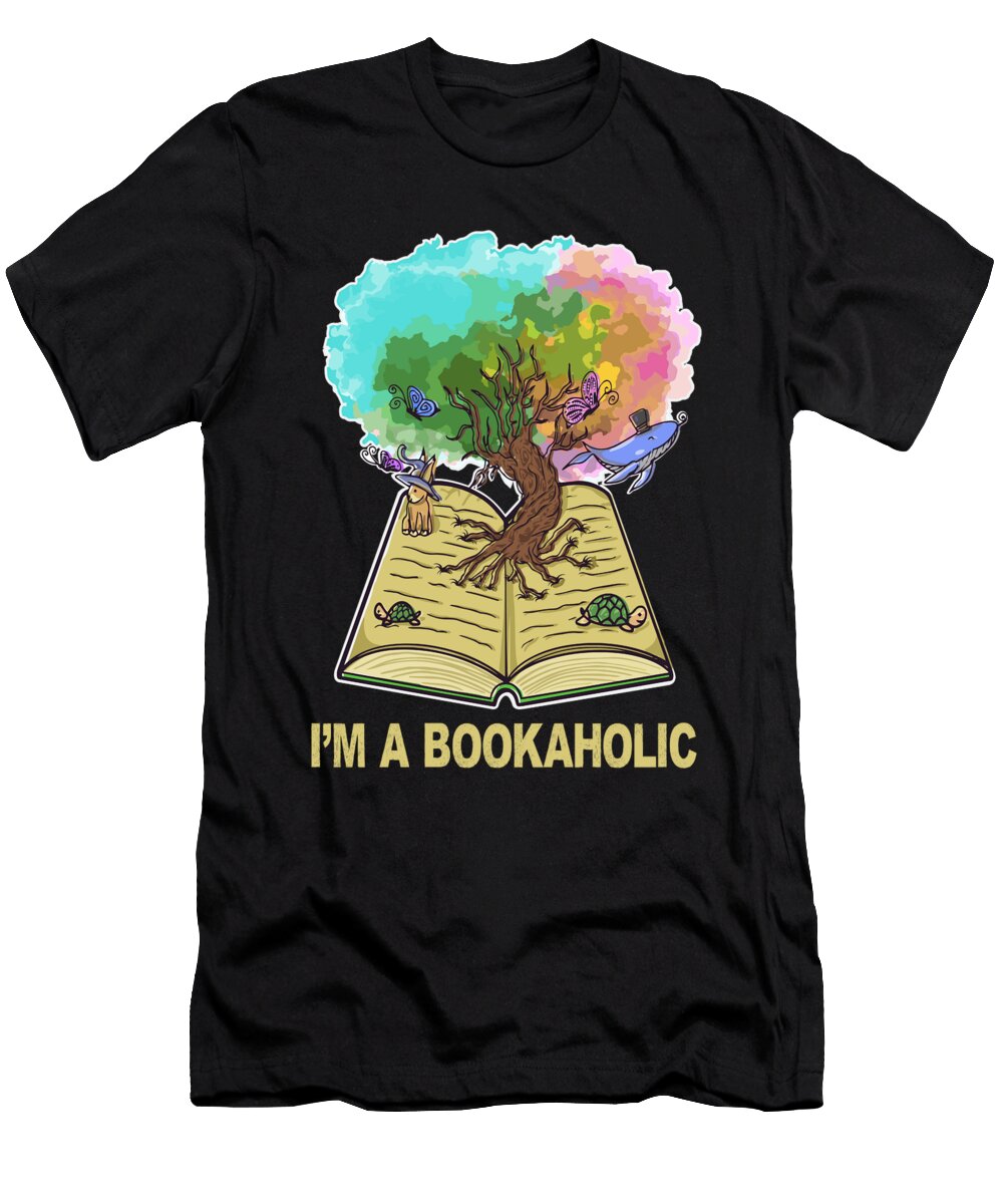 Tree of Life Im a Bookaholic Loves to Read Book Lover Maximus Designs T-Shirt