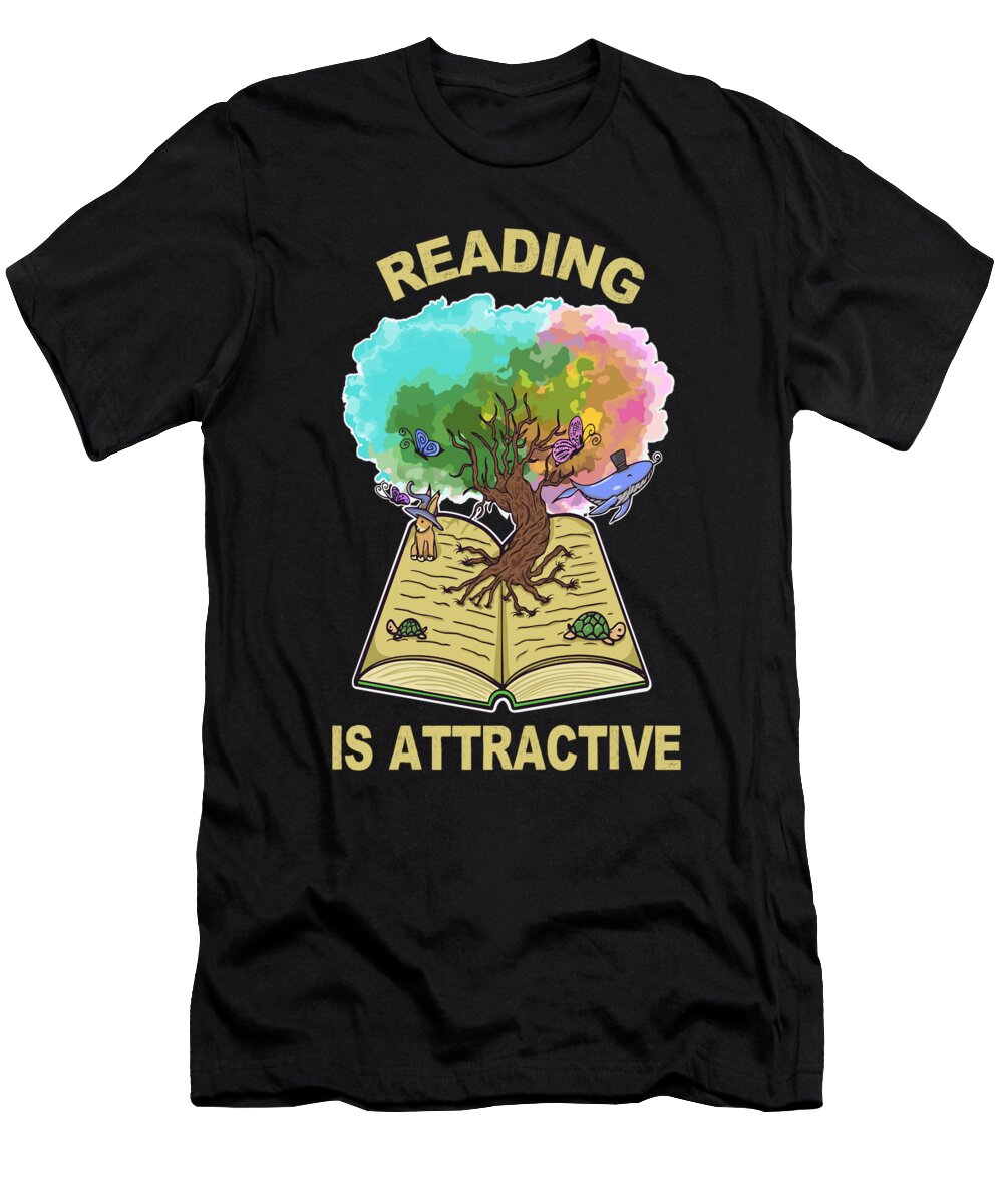 Tree of Life Reading Is Attractive Book Lover Bookworm Maximus Designs T-Shirt
