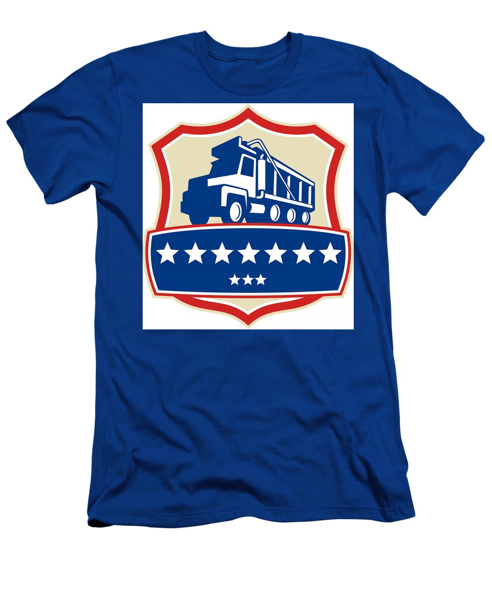 Triple Axle Dump Truck Stars Crest Retro Aloysius Patrimonio T-Shirt