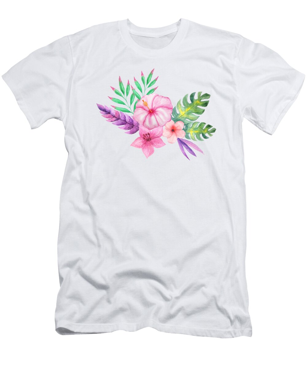Tropical Watercolor Bouquet 1 Elaine Plesser T-Shirt