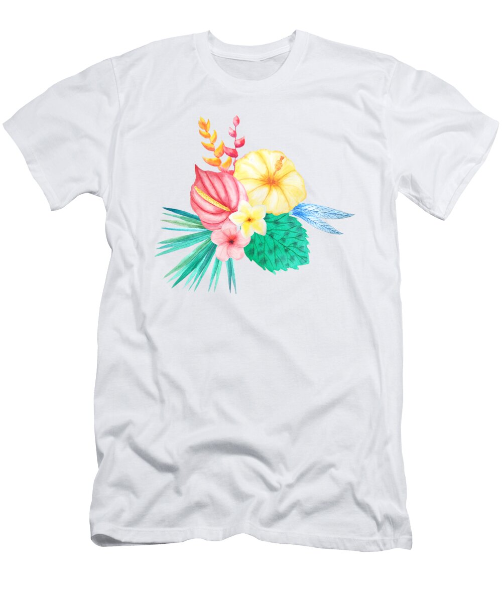Tropical Watercolor Bouquet 2 Elaine Plesser T-Shirt